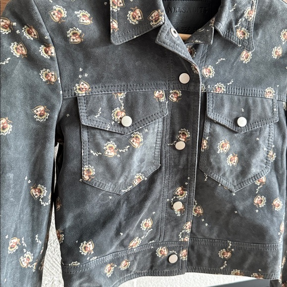 All Saints Women’s Fraise Suede crop jacket cropped - Picture 2 of 8